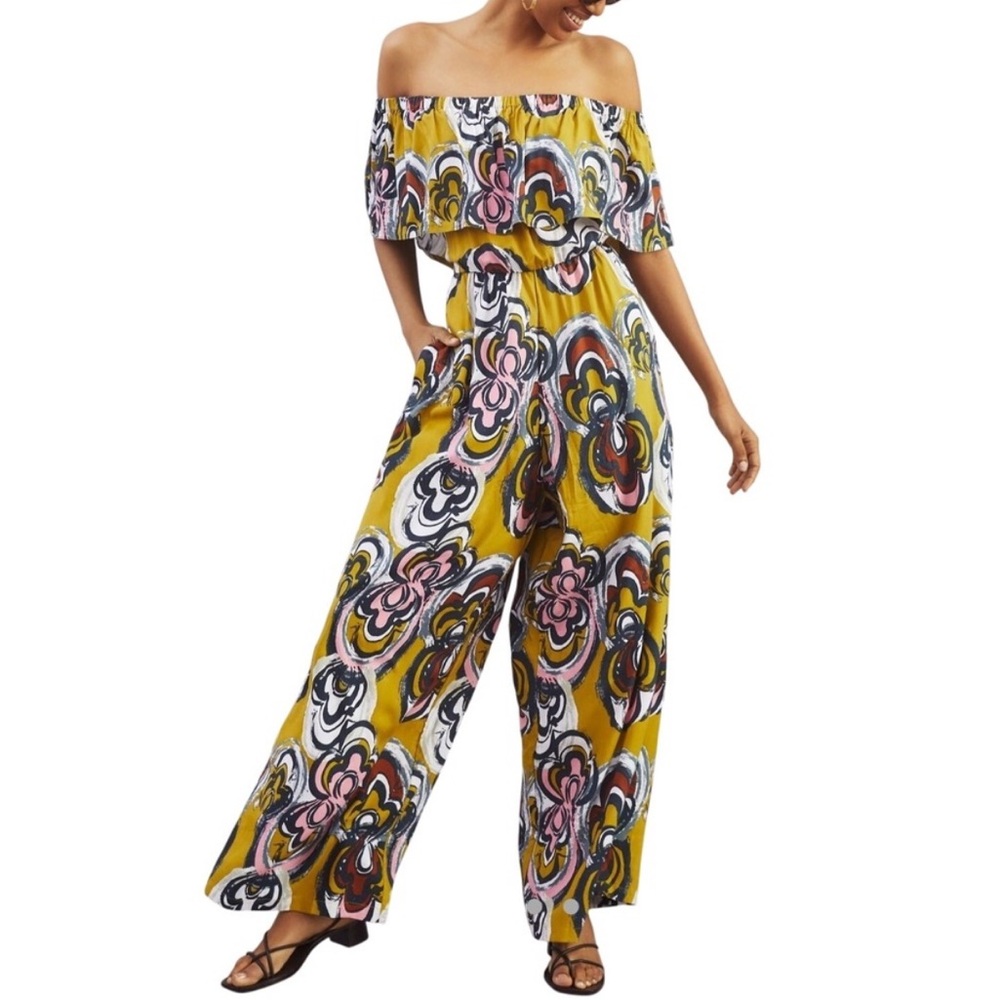 BEL KAZAN ANTHROPOLOGIE Lily Off The Shoulder Jumpsuit Small